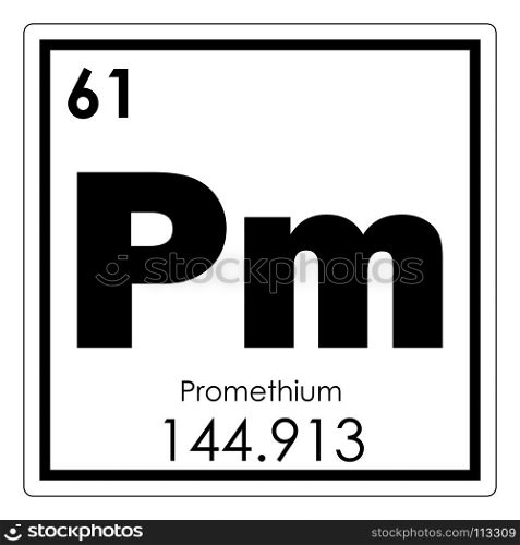 Promethium chemical element periodic table science symbol