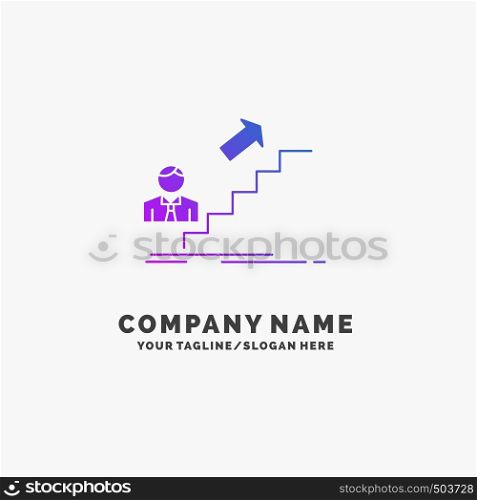 promotion, Success, development, Leader, career Purple Business Logo Template. Place for Tagline.. Vector EPS10 Abstract Template background