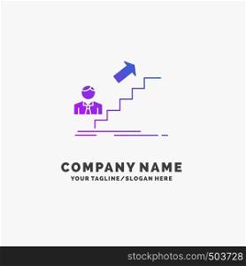 promotion, Success, development, Leader, career Purple Business Logo Template. Place for Tagline.. Vector EPS10 Abstract Template background