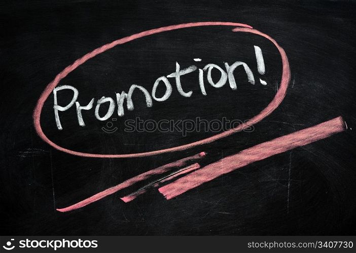 Promotion written on blackboard