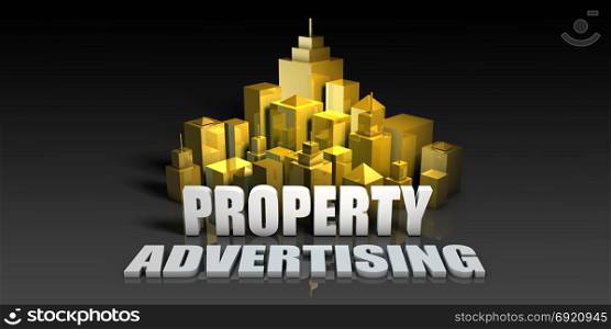 Property Advertising Industry Business Concept with Buildings Background. Property Advertising
