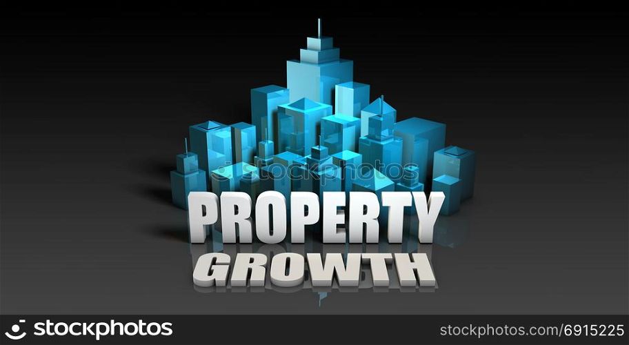 Property Growth Concept in Blue on Black Background. Property Growth