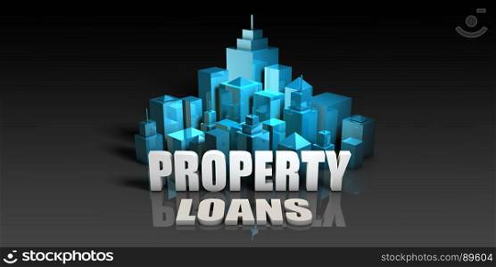 Property Loans Concept in Blue on Black Background. Property Loans