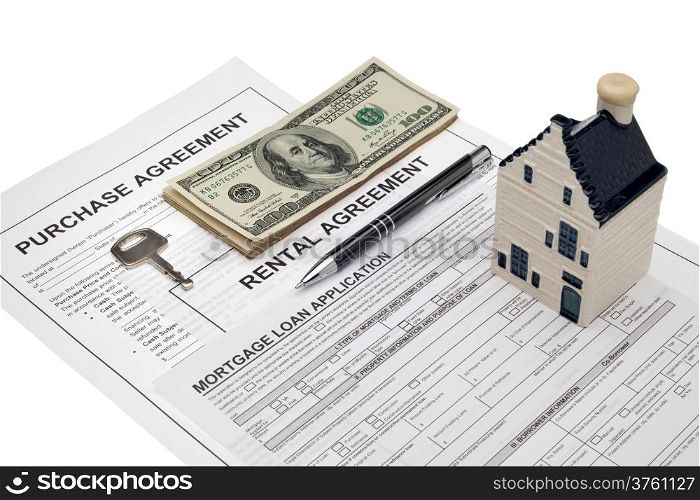 Property management with money and house key