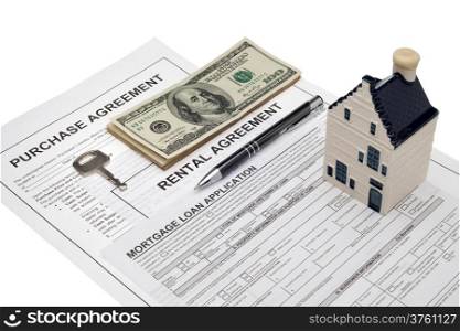 Property management with money and house key