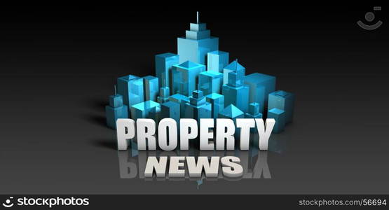 Property News Concept in Blue on Black Background. Property News