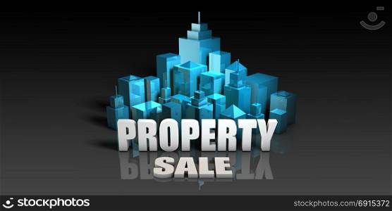 Property Sale Concept in Blue on Black Background. Property Sale