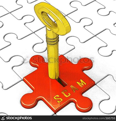 Property Scam Hoax Key Depicting Mortgage Or Real Estate Fraud. Residential Properties Realty Swindle - 3d Illustration.