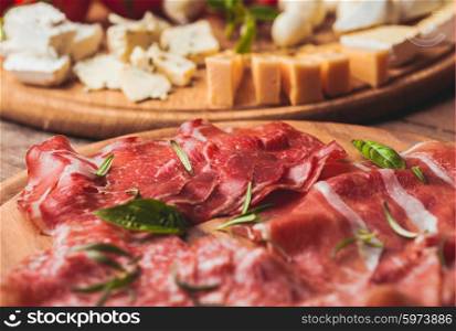 prosciutto crudo - italian ham, tradition sliced meat
