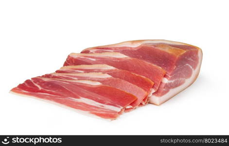 prosciutto. sliced prosciutto on a white background