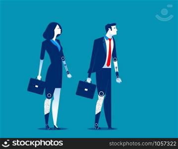 Prosthesis. Person with robotic legs and arm. Concept business technology vector illustration.