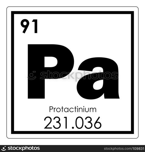 Protactinium chemical element periodic table science symbol