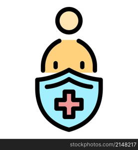 Protect human health icon. Outline protect human health vector icon color flat isolated. Protect human health icon color outline vector