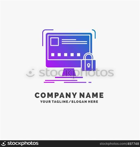 protect, protection, lock, safety, secure Purple Business Logo Template. Place for Tagline.. Vector EPS10 Abstract Template background