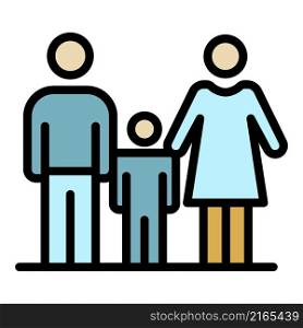 Protected family icon. Outline protected family vector icon color flat isolated. Protected family icon color outline vector