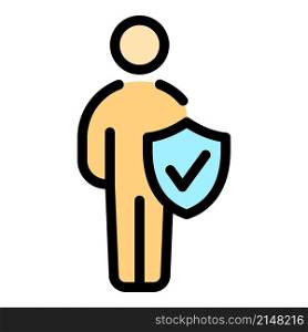 Protected human body icon. Outline protected human body vector icon color flat isolated. Protected human body icon color outline vector