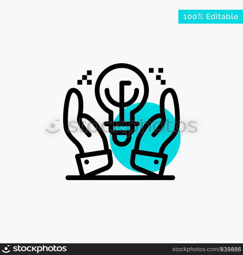 Protected Ideas, Business, Idea, Hand turquoise highlight circle point Vector icon