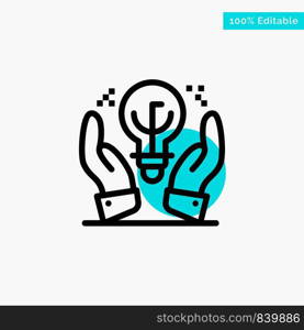 Protected Ideas, Business, Idea, Hand turquoise highlight circle point Vector icon