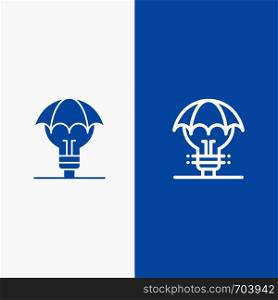 Protected Ideas, Copyright, Defense, Idea, Patent Line and Glyph Solid icon Blue banner Line and Glyph Solid icon Blue banner