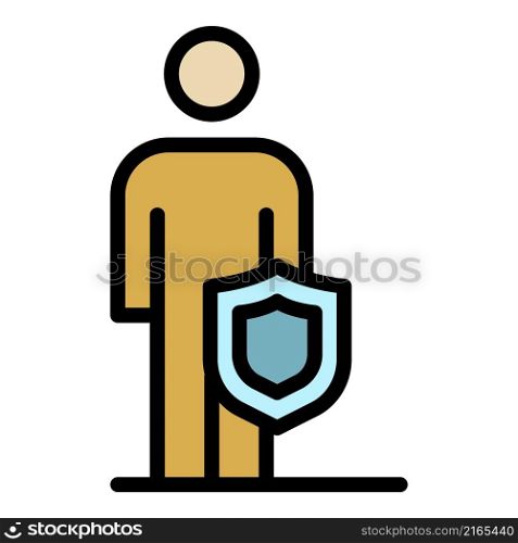 Protected man icon. Outline protected man vector icon color flat isolated. Protected man icon color outline vector