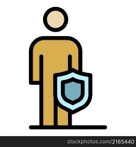 Protected man icon. Outline protected man vector icon color flat isolated. Protected man icon color outline vector