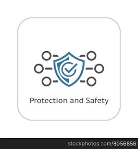 Protection and Safety Icon. Flat Design.. Protection and Safety Icon. Flat Design. Security concept with a shield. Isolated Illustration. App Symbol or UI element.
