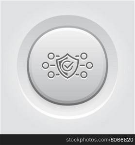Protection and Safety Icon. Grey Button Design.. Protection and Safety Icon. Grey Button Design. Security concept with a shield. Isolated Illustration. App Symbol or UI element.