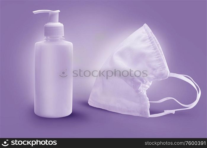protective mask and antiseptic. Covid19