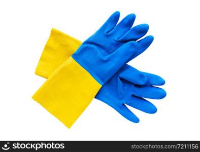 Protective plastic gloves isolated on a white background
