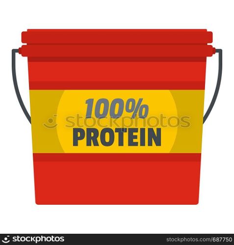 Protein bucket icon. Flat illustration of protein bucket vector icon for web.. Protein bucket icon, flat style.