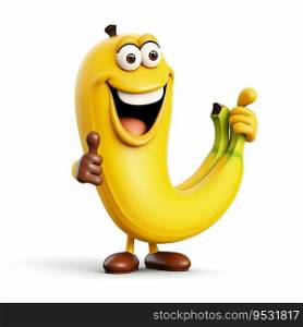 Proud Banana White Background Cartoonish Realistic Character