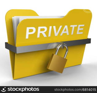 Provate Folder With Padlock Shows Secret File 3d Rendering