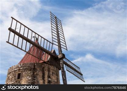 Provence region, France. Fontvieille old mill, made of stone and wood