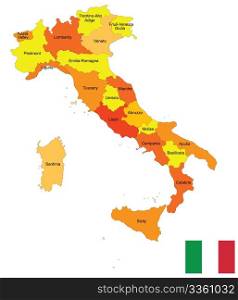 Provincies of Italy map over white background