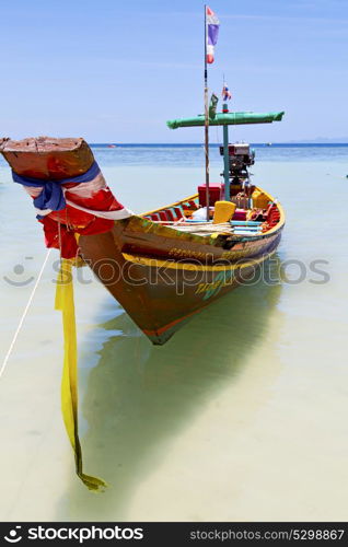 prow thailand in kho tao bay asia isle blue clean water pirogue and south china sea