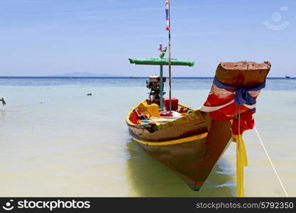 prow thailand in kho tao bay asia isle blue clean water pirogue and south china sea &#xA;