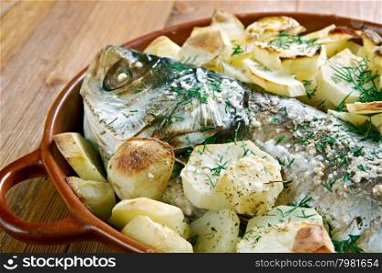 Psari sto fourno.baked fish. Cypriot cuisine
