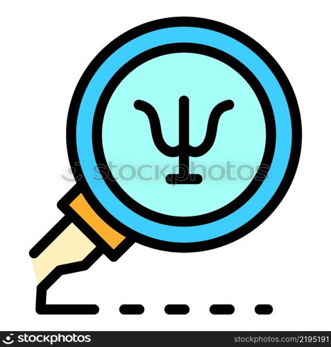 Psychology sign magnifier icon. Outline psychology sign magnifier vector icon color flat isolated. Psychology sign magnifier icon color outline vector