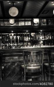 Pub black and white bar scene