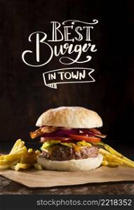 pub promo with delicious burger