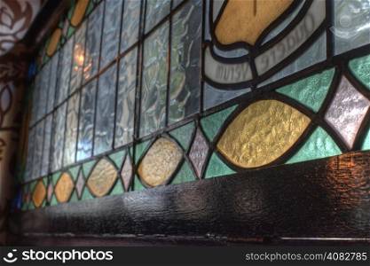 Pub stained glass window
