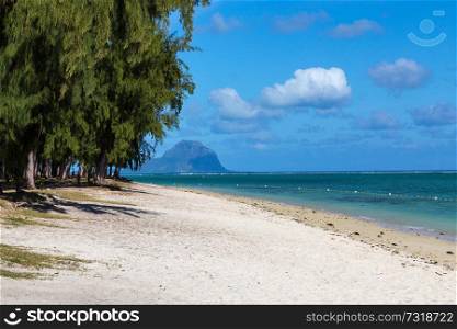 public beach of Flic en Flac Mauritius overlooking the sea.. public beach of Flic en Flac Mauritius overlooking the sea