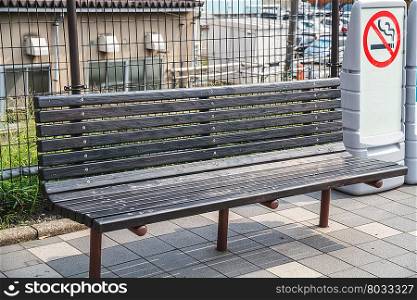 Public benches made ??of wood, Tokyo, Japan.