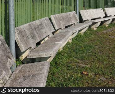 Public concrete bench. Concrete benches in a urban public park