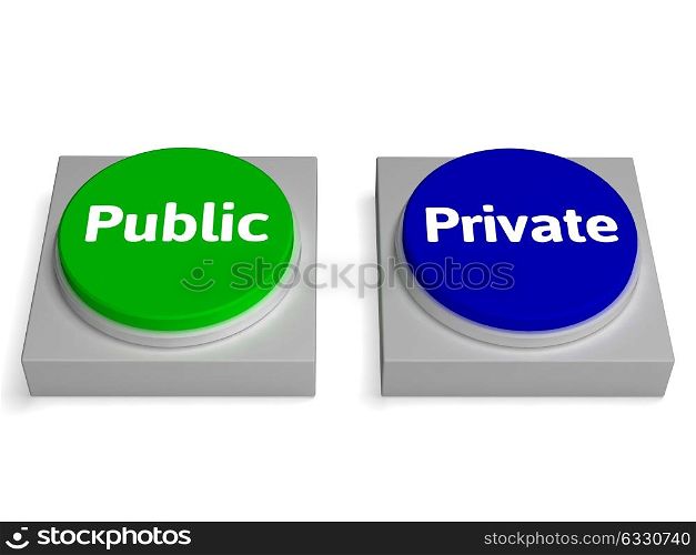 Public Private Buttons Showing Company or Sector