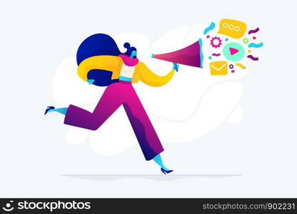 Public relations and affairs, communication, pr agency and jobs concept. Vector isolated concept illustration. Small heads and huge legs people. Hero image for website.. Public relations concept vector illustration.