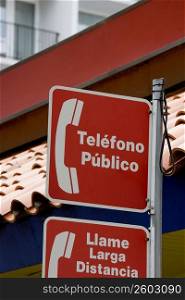 Public Telephone sign, Spanish