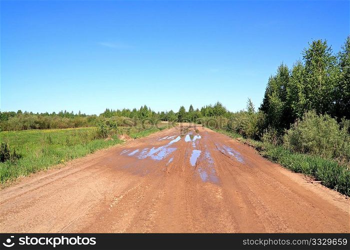 puddles on rural road
