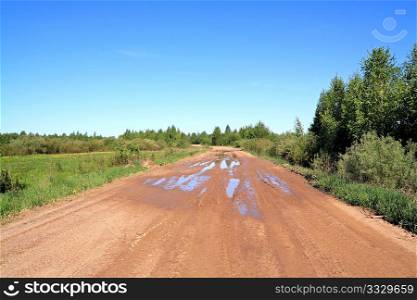 puddles on rural road