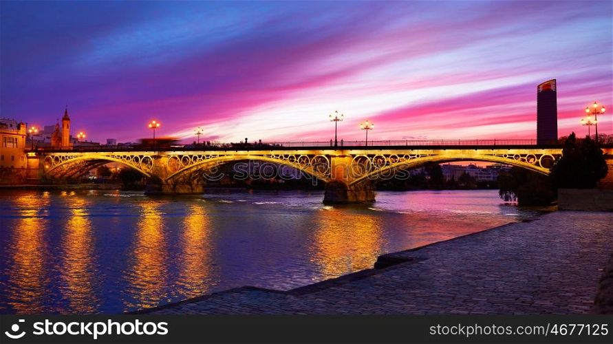 Puente Isabel II bridge in Triana Seville sunset of Andalusia Spain